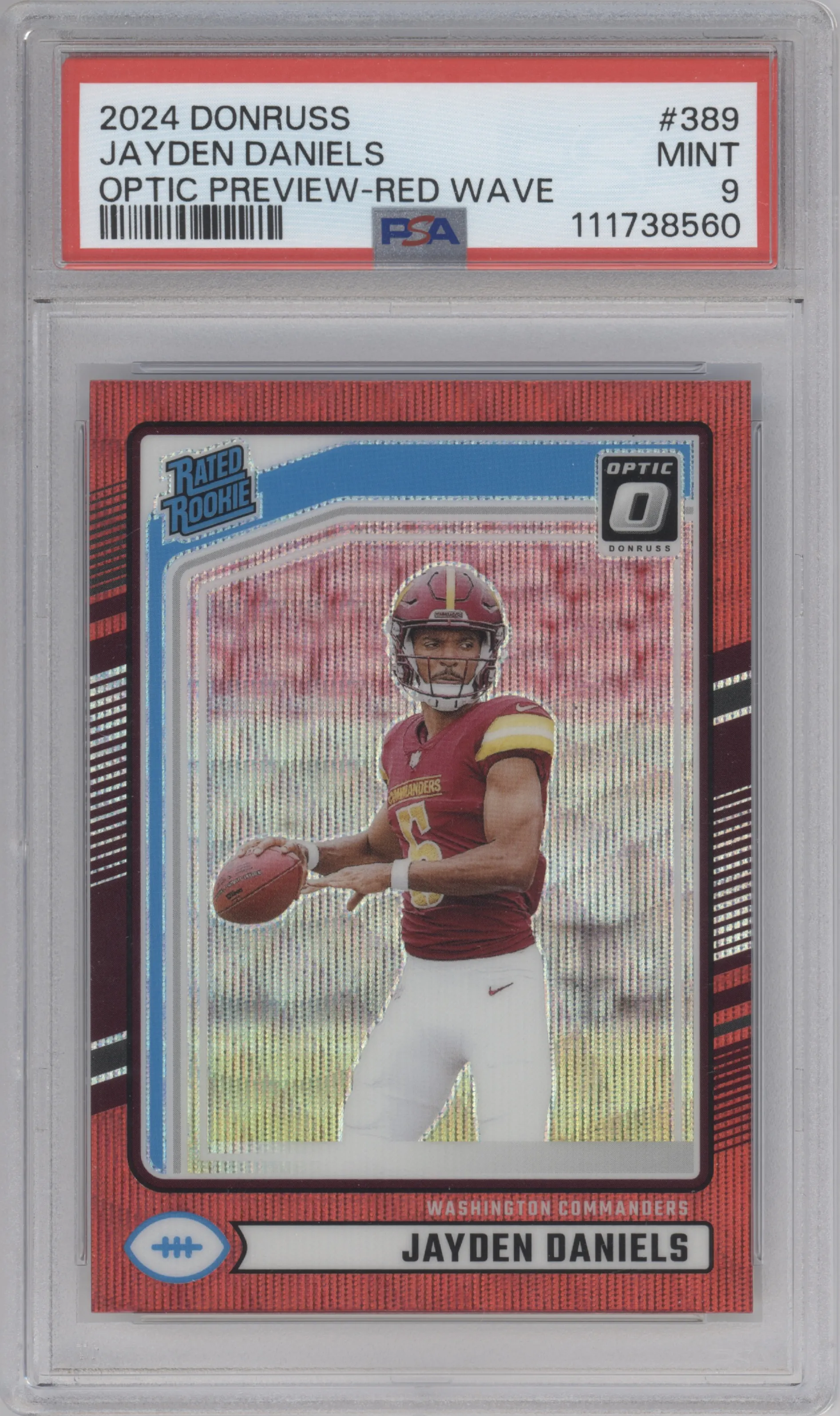 2024 Donruss Opt.Rtd.Rke. Jayden Daniels Red Wave #389 PSA 9