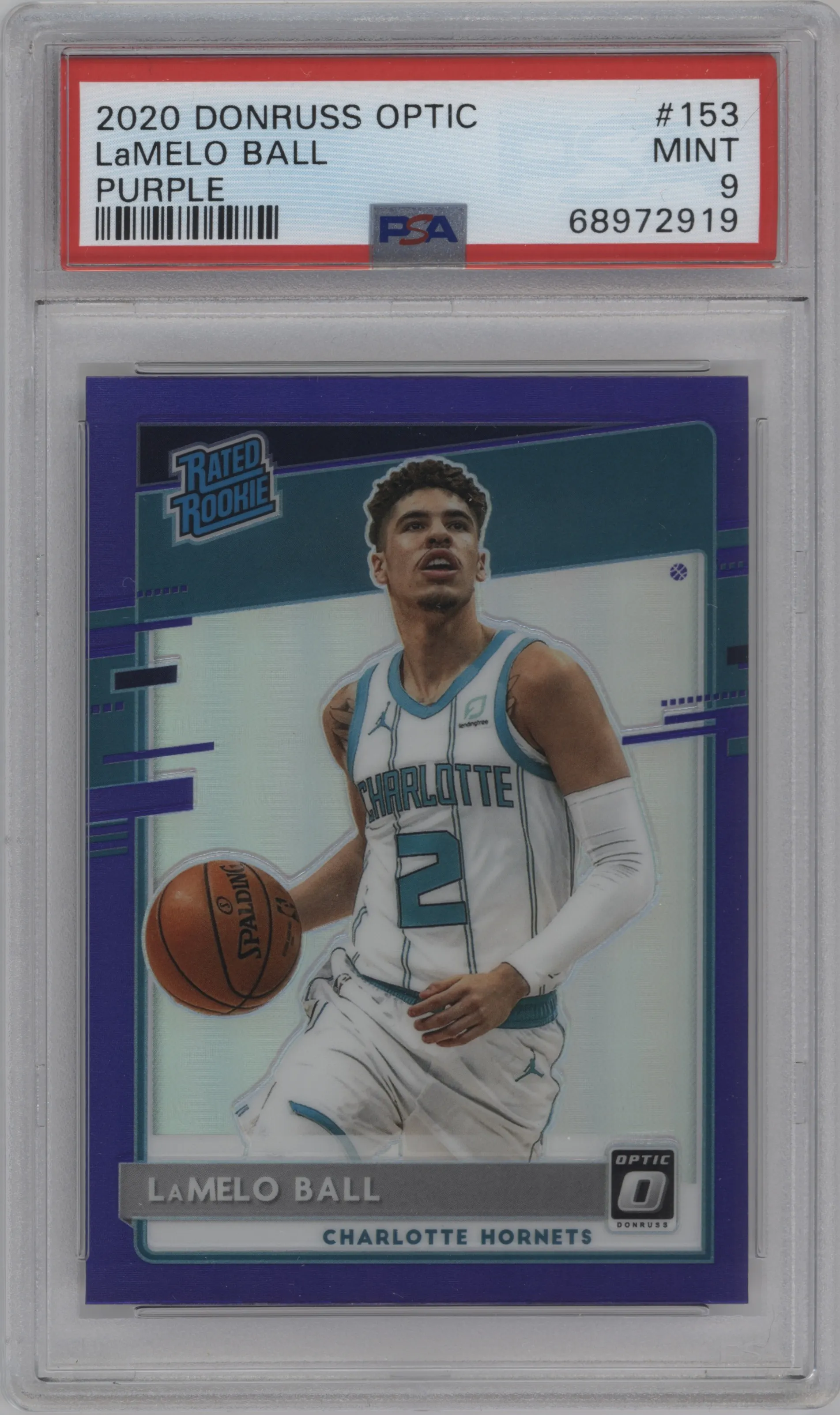 2020 Panini Donruss Optic Rated Rookie LaMelo Ball Purple #153 PSA 9