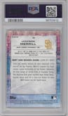 Jackson Merrill from the 2021 Bowman’s Best set featuring a Refractor parallel graded by PSA and given an overall grade of 10.
