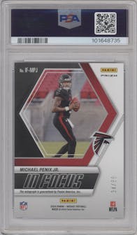 Michael Penix Jr. from the 2024 Panini Mosaic set featuring a Blue parallel graded by PSA and given an overall grade of 9.