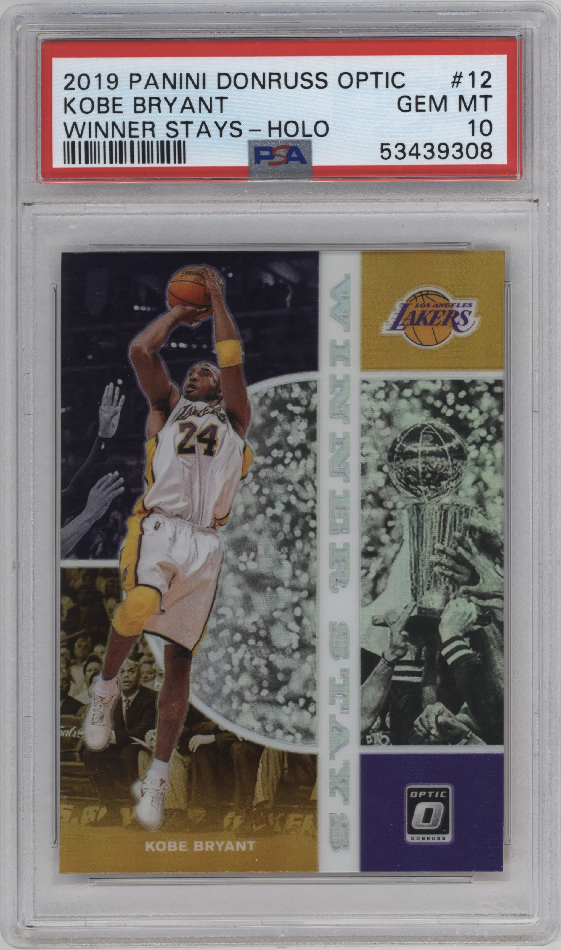 2019 Panini Donruss Optic Winner Stays Kobe Bryant Holo #12 PSA 10