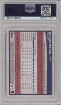 Shohei Ohtani from the 2018 Topps Big League set graded by PSA and given an overall grade of 10.