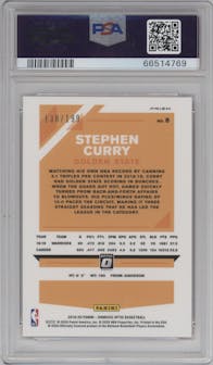 Stephen Curry from the 2019-20 Panini Donruss Optic set featuring a Orange parallel graded by PSA and given an overall grade of 10.