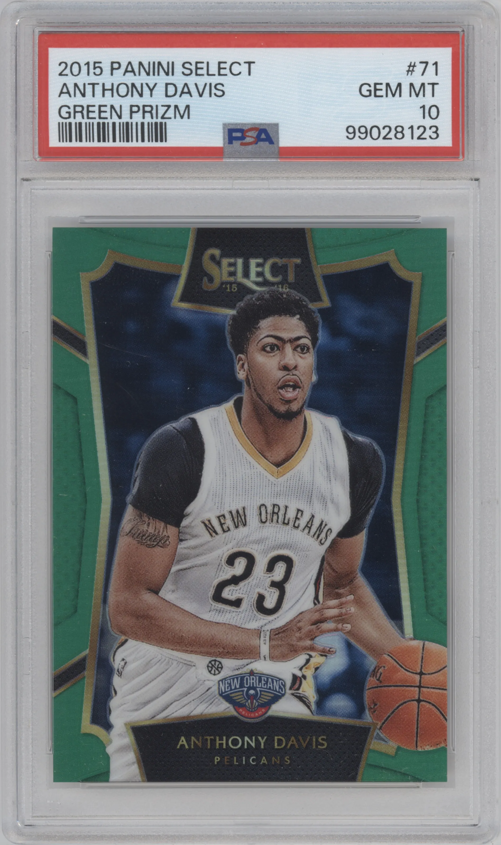 2015 Panini Select Anthony Davis Green Prizm PSA 10