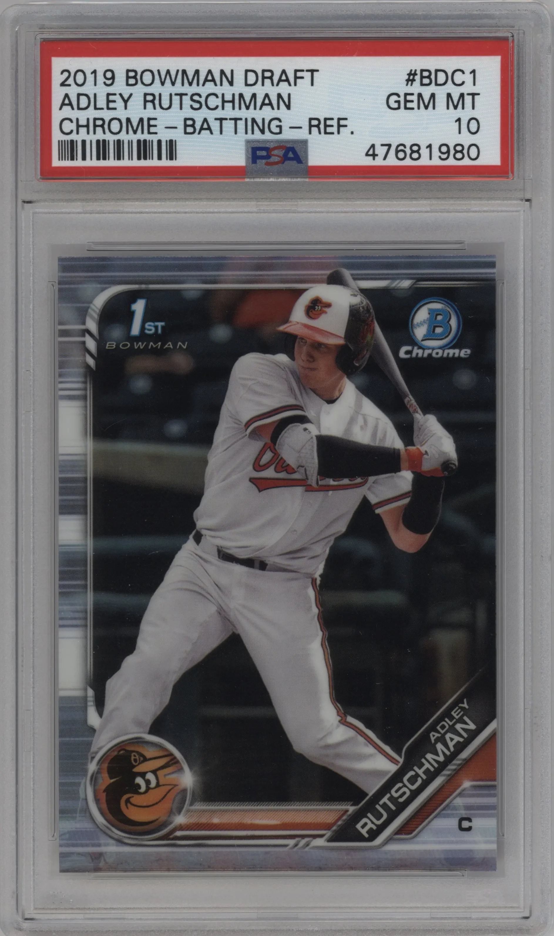 2019 Bowman Draft Chrome Adley Rutschman Refractor #BDC-1 PSA 10