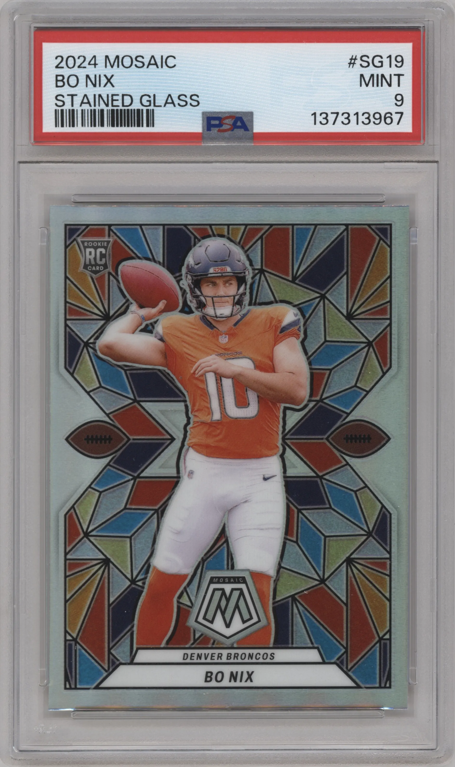 2024 Panini Mosaic Stained Glass Bo Nix #SG-19 PSA 9