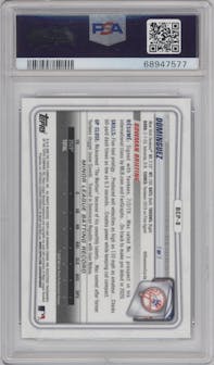 Jasson Dominguez from the 2020 Bowman set graded by PSA and given an overall grade of 10.