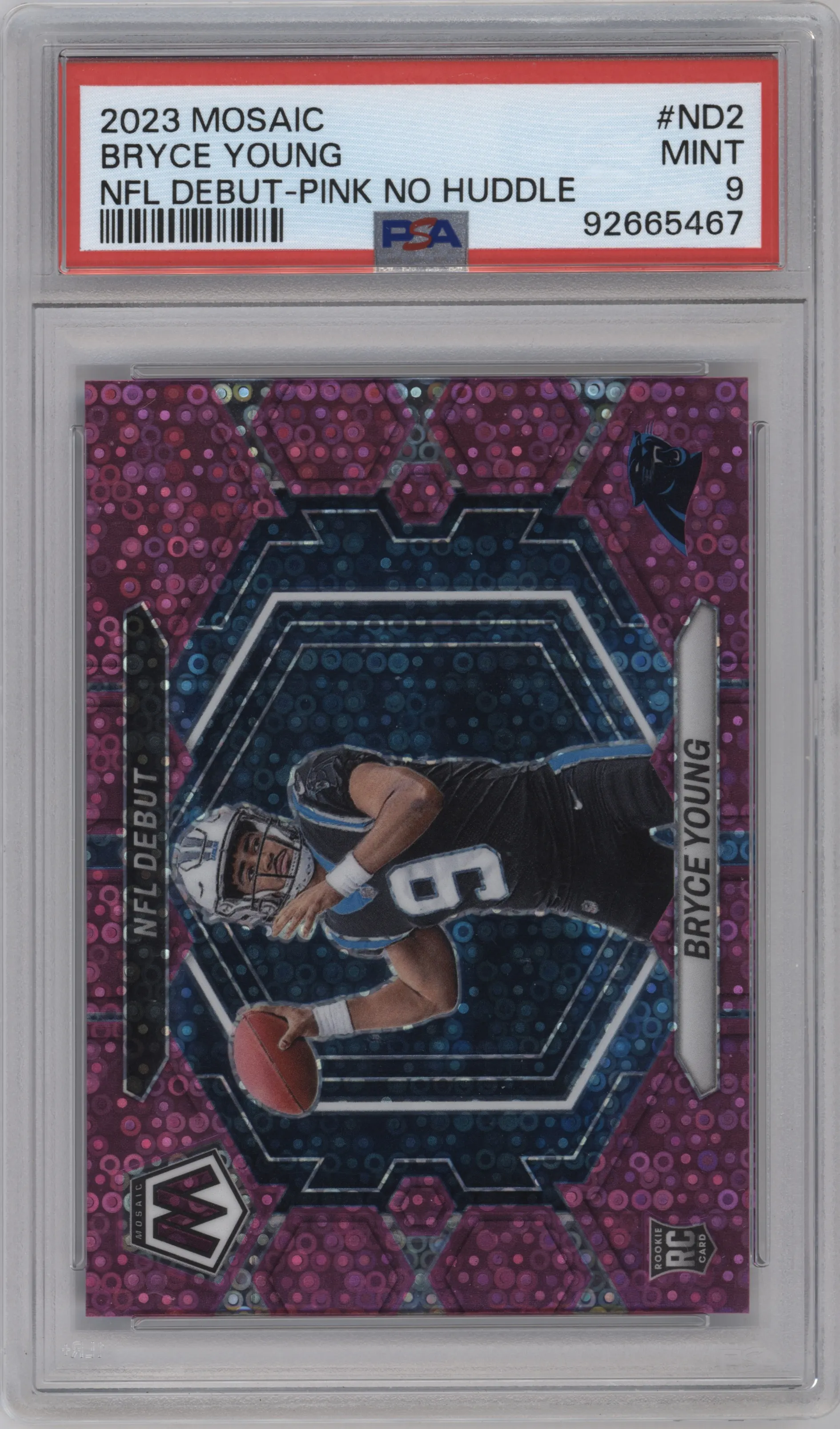 2023 Panini Mosaic NFL Debut Bryce Young No Huddle Pink PSA 9