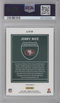 Jerry Rice from the 2021 Panini Donruss Optic set graded by PSA and given an overall grade of 10.