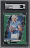 Ladd McConkey from the 2024 Panini Prizm set featuring a Green Wave parallel graded by SGC and given an overall grade of 10.