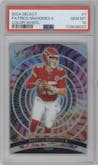 Patrick Mahomes II from the 2024 Panini Select set graded by PSA and given an overall grade of 10.