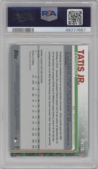 Fernando Tatis Jr. from the 2019 Topps Holiday set graded by PSA and given an overall grade of 9.