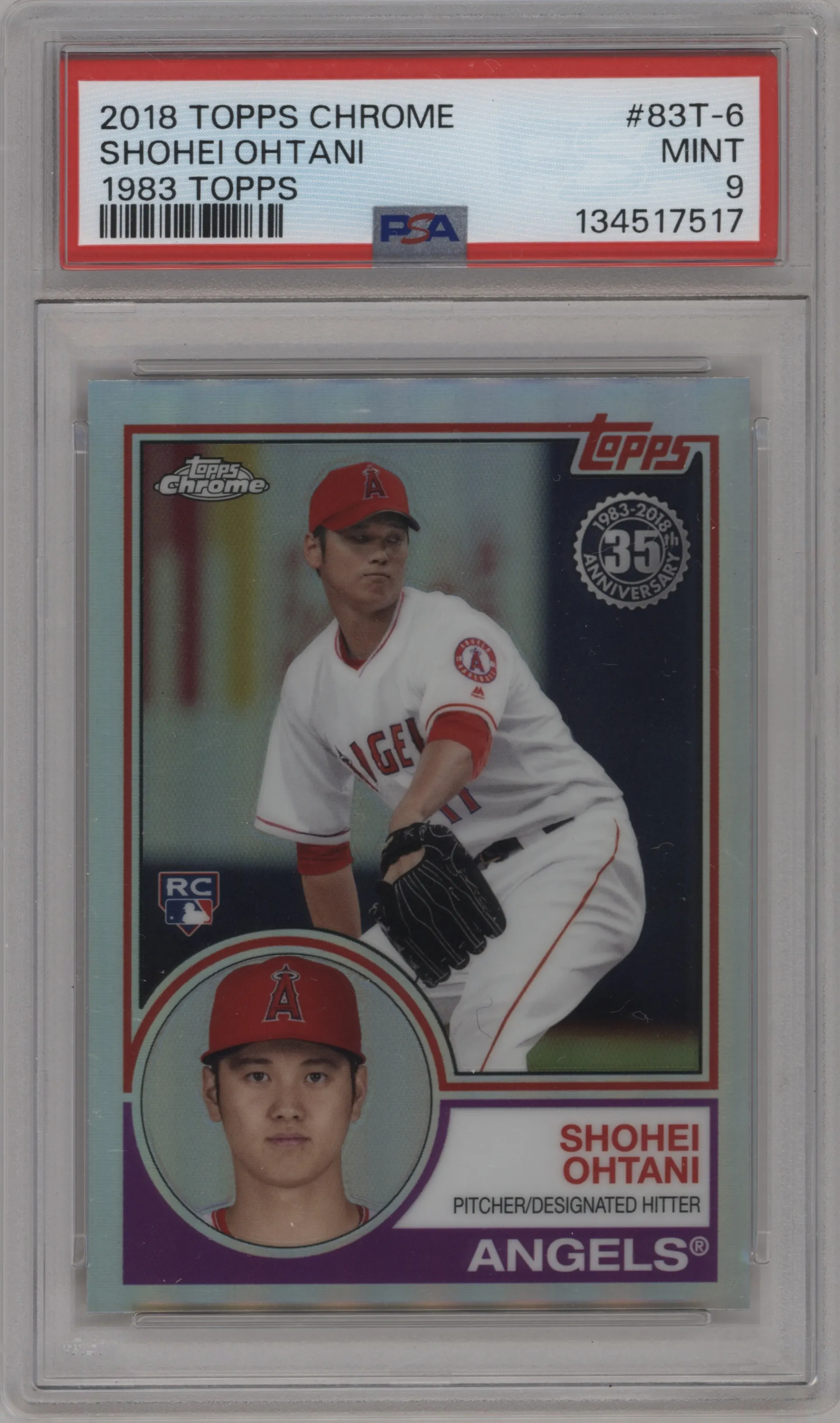 2018 Topps Chrome 1983 Topps Shohei Ohtani PSA 9