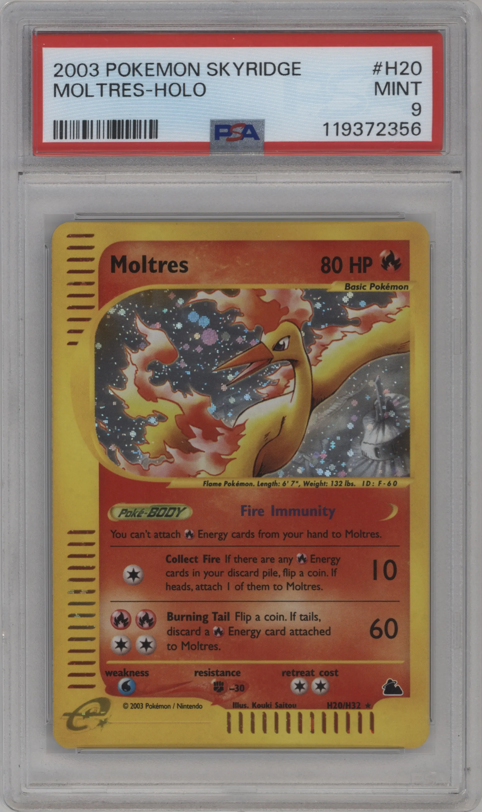 2003 Pokemon E-CARD Skyridge Moltres #H20 PSA 9