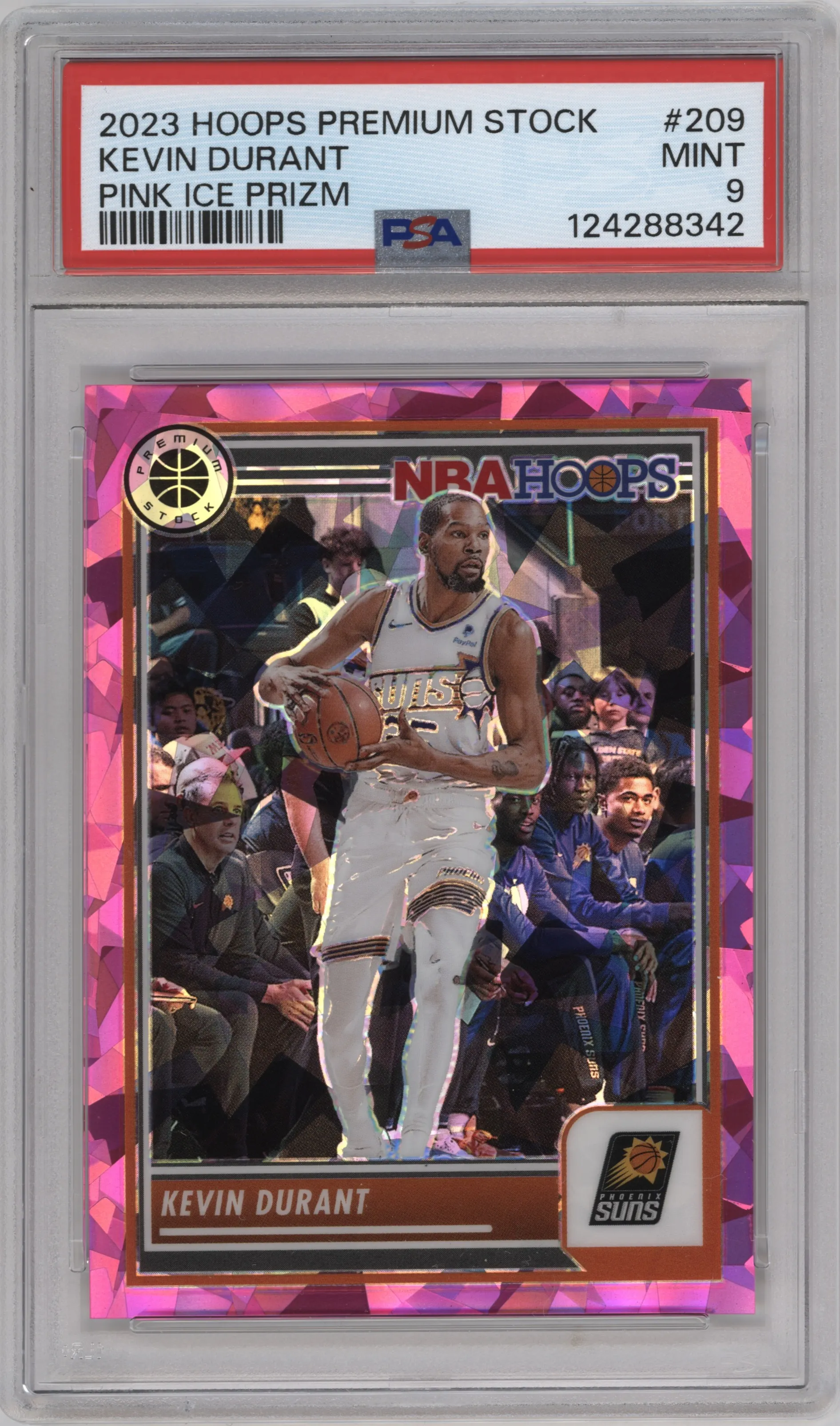 2023 Panini Hoops Premium Stock Kevin Durant Pink Ice PSA 9