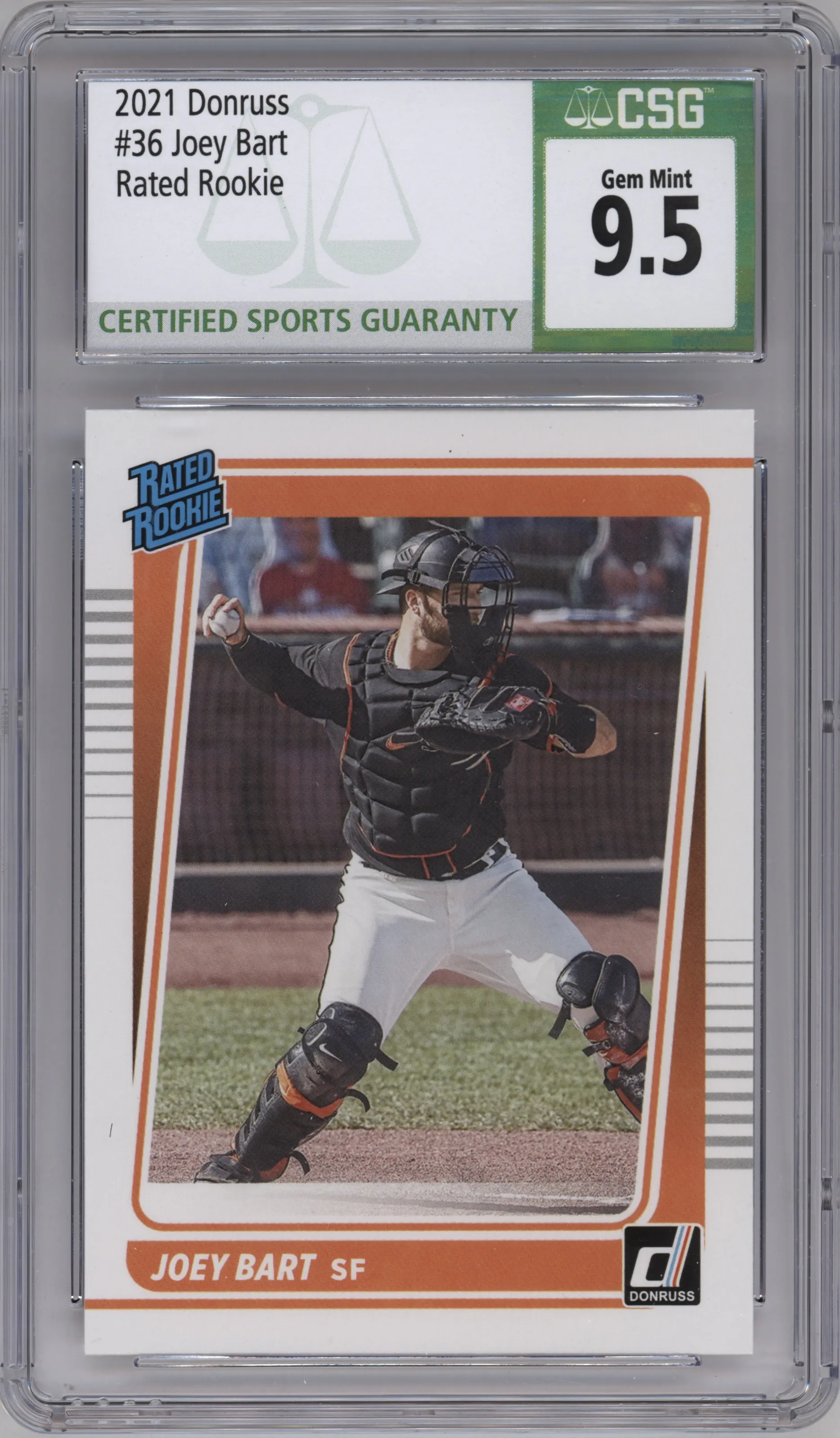 2021 Panini Donruss Rated Rookie Joey Bart CGC 9.5