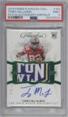 Terry McLaurin from the 2019 Panini Flawless Collegiate set featuring a Emerald parallel graded by PSA and given an overall grade of 9.