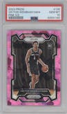 Victor Wembanyama from the 2023-24 Panini Prizm set featuring a Pink Ice parallel graded by PSA and given an overall grade of 10.