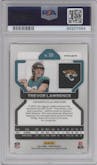 Trevor Lawrence from the 2021 Panini Prizm set featuring a Lazer parallel graded by PSA and given an overall grade of 10.