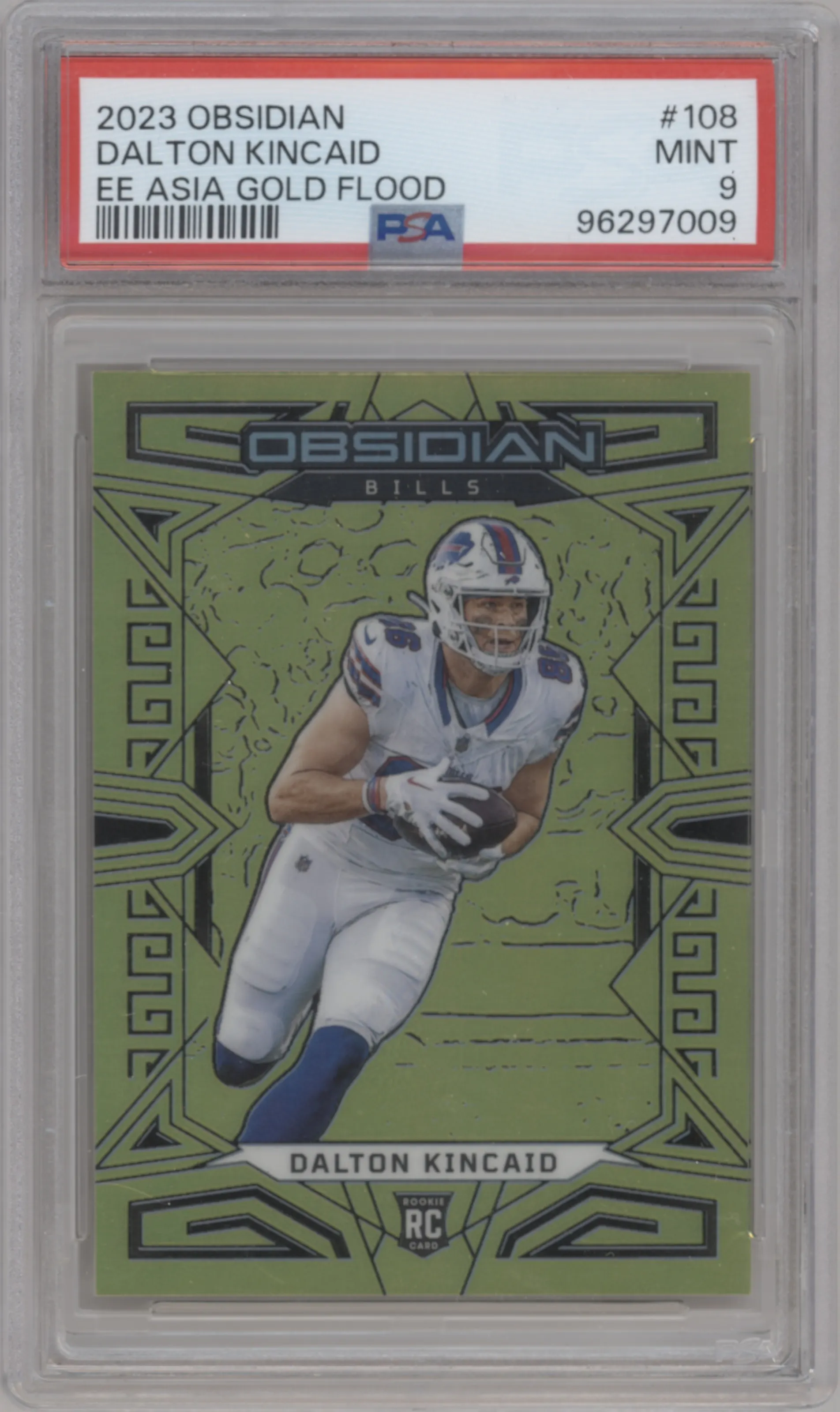 2023 Panini Obsidian Dalton Kincaid Electric Etch Gold Flood Asia #108 PSA 9