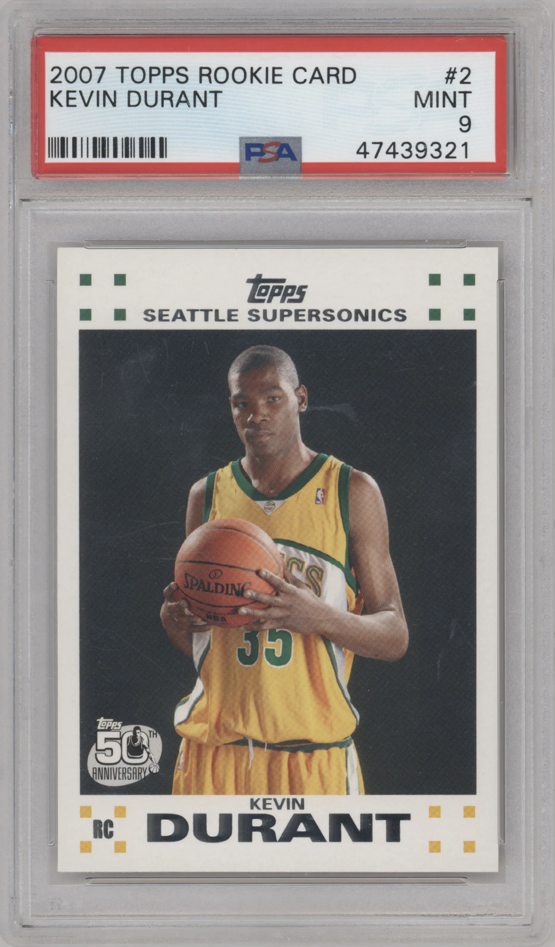 2007 Topps Rookie Set Kevin Durant PSA 9