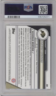 Travis Hunter  from the 2023 Bowman Chrome University set graded by PSA and given an overall grade of 10.
