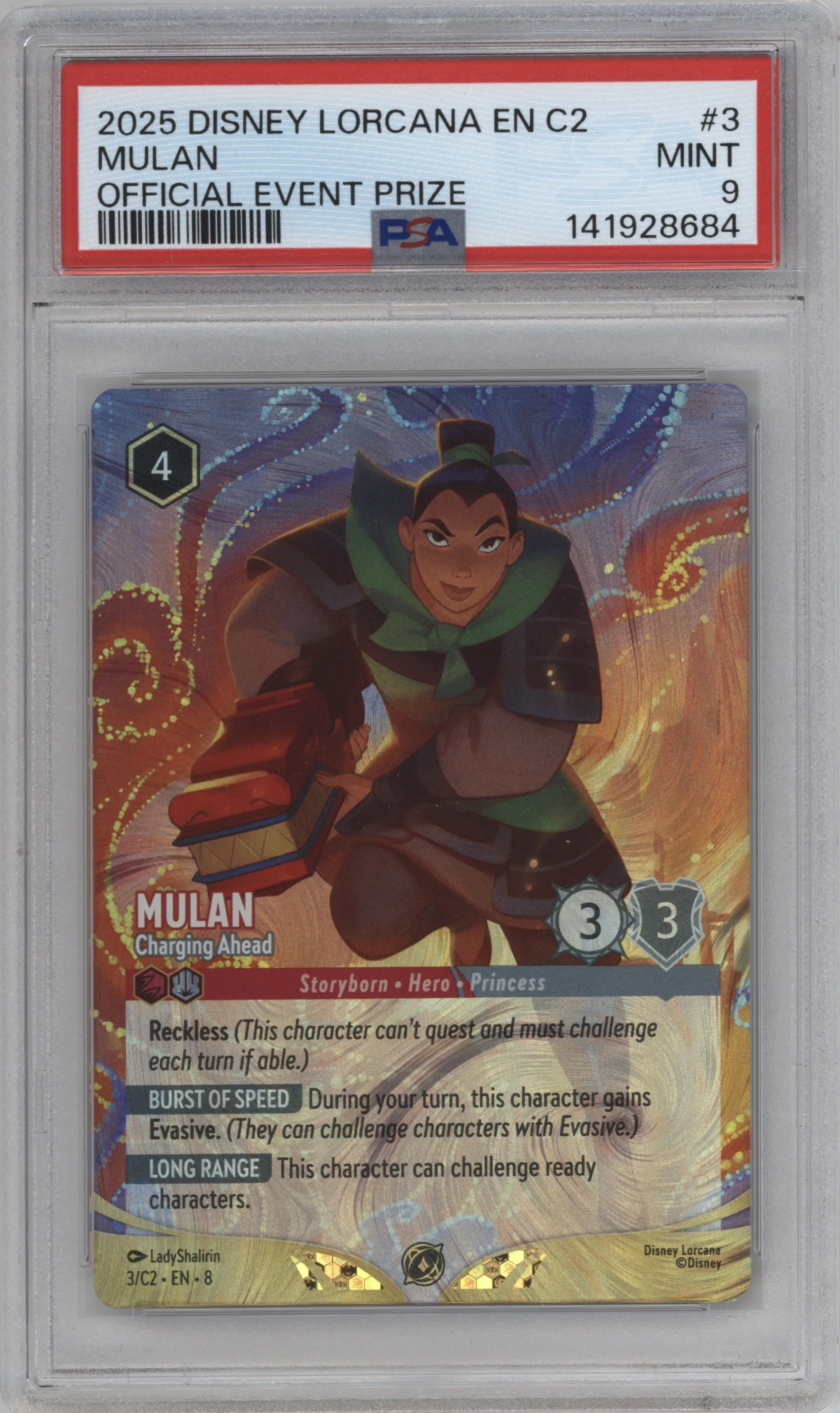 2025 Disney Lorcana Challenge Promo Mulan #3 PSA 9