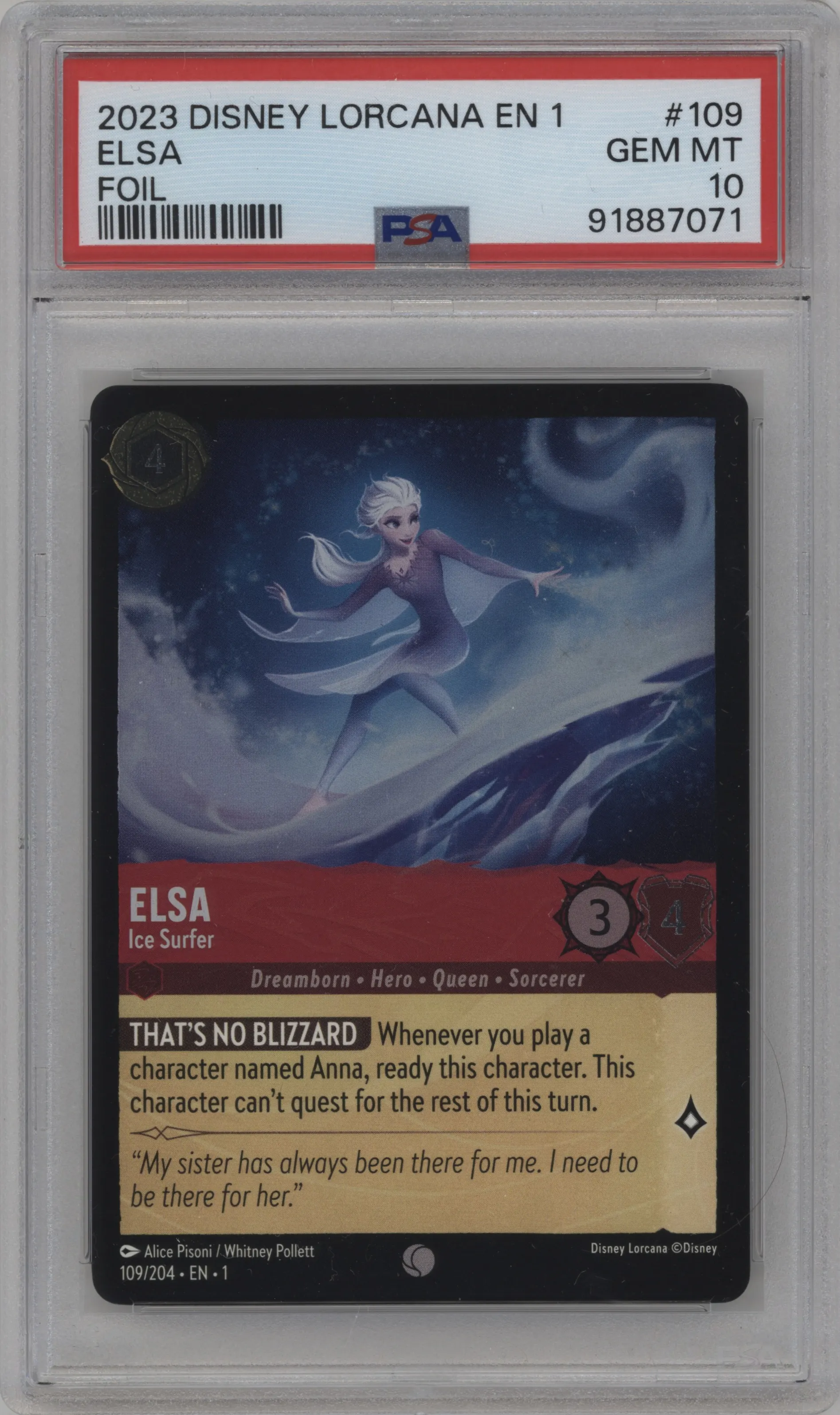2023 Disney Lorcana The First Chapter Elsa Foil #109 PSA 10
