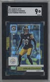 Minkah Fitzpatrick from the 2022 Panini Donruss Optic set featuring a Black Pandora parallel graded by SGC and given an overall grade of 9.