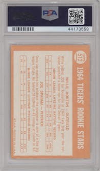 Willie Horton/Joe Sparma from the 1964 Topps set graded by PSA and given an overall grade of 8.
