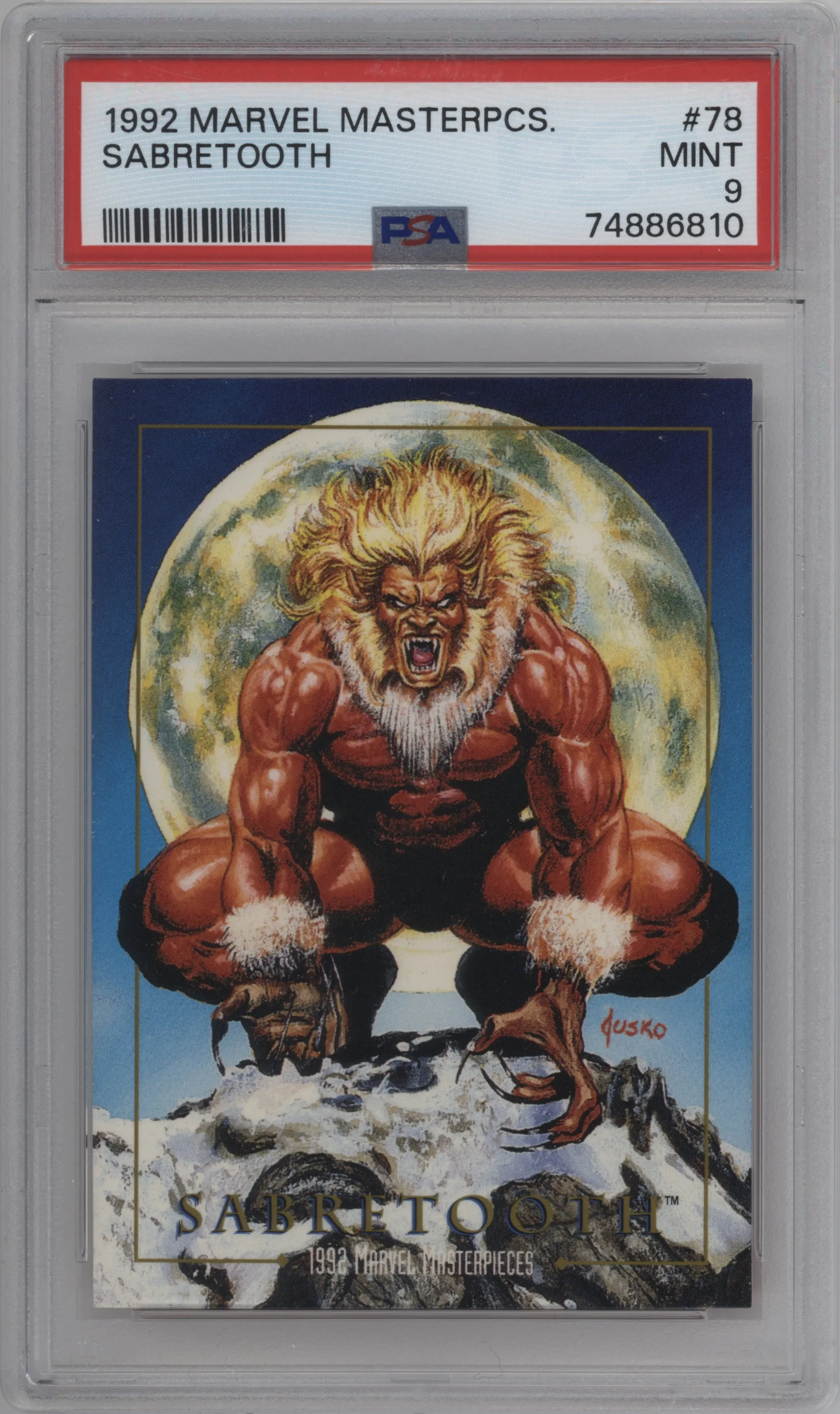 1992 SkyBox Marvel Masterpieces Sabretooth #78 PSA 9
