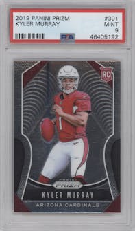 Kyler Murray from the 2019 Panini Prizm set graded by PSA and given an overall grade of 9.