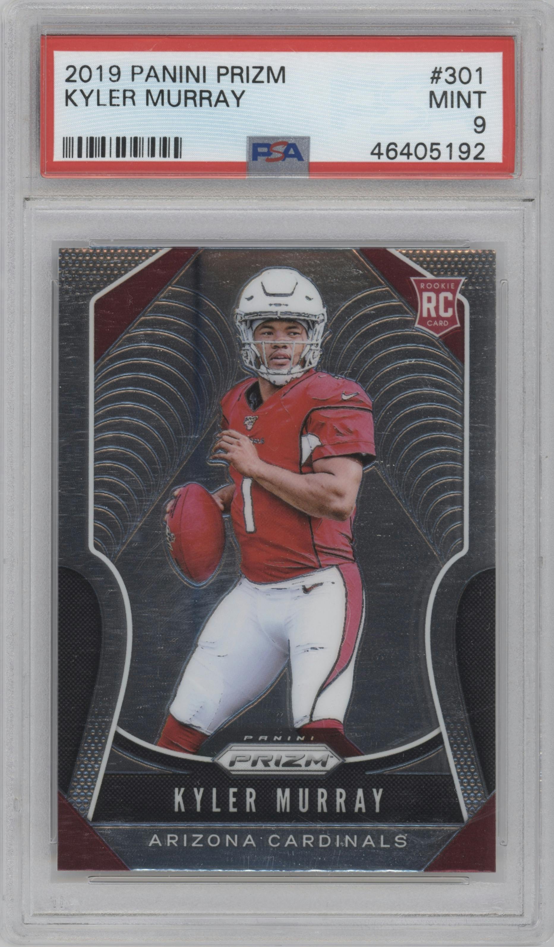 Kyler Murray from the 2019 Panini Prizm set graded by PSA and given an overall grade of 9.