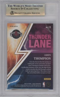 Amen Thompson from the 2023-24 Panini Select  set featuring a Silver Prizm parallel graded by Beckett and given an overall grade of 9.5.
