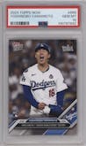 Yoshinobu Yamamoto from the 2024 Topps Now set graded by PSA and given an overall grade of 10.