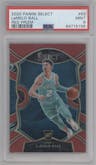 LaMelo Ball from the 2020-21 Panini Select  set featuring a Red Prizm parallel graded by PSA and given an overall grade of 9.