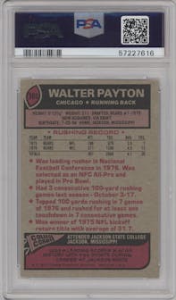 Walter Payton from the 1977 Topps set graded by PSA and given an overall grade of 7.