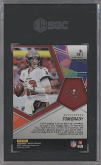 Tom Brady from the 2022 Panini Mosaic set featuring a Silver parallel graded by SGC and given an overall grade of 10.
