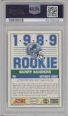 Barry Sanders from the 1989 Score set graded by PSA and given an overall grade of 9.