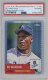 Bo Jackson from the 2022 Topps Chrome Platinum Anniversary set featuring a Prism Refractor parallel graded by PSA and given an overall grade of 10.