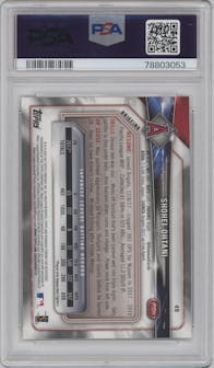 Shohei Ohtani from the 2018 Bowman set graded by PSA and given an overall grade of 9.
