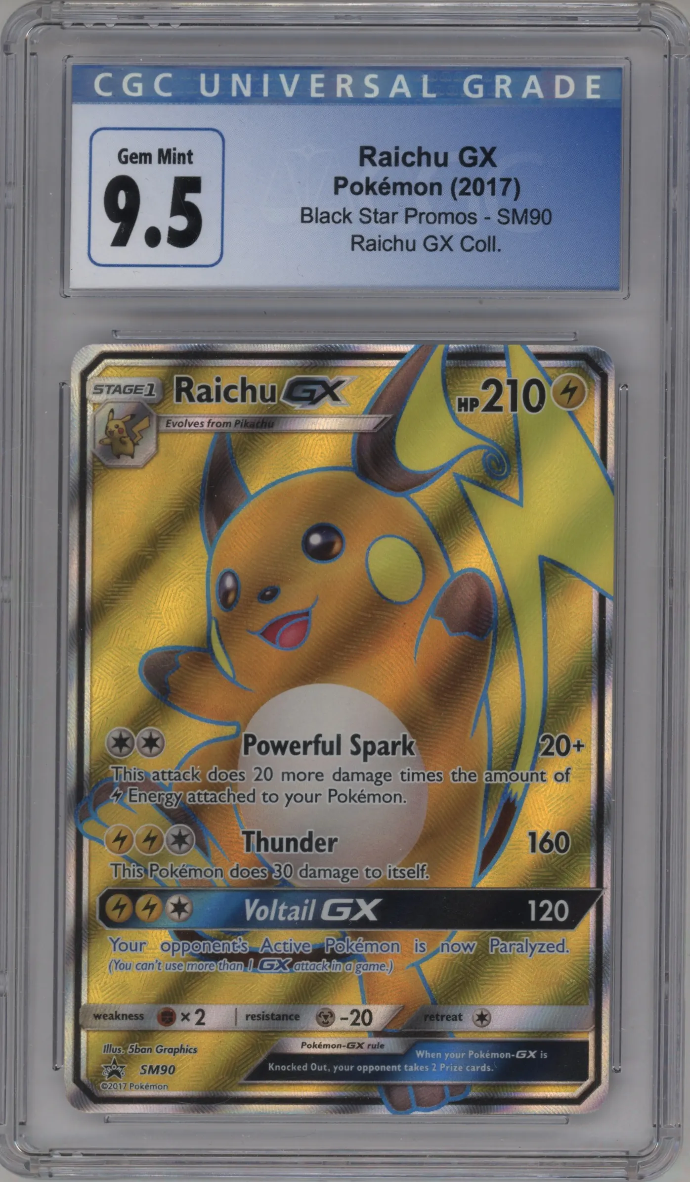 2017 Pokemon S&M Raichu GX Shining Legends Raichu GX Box CGC 9.5