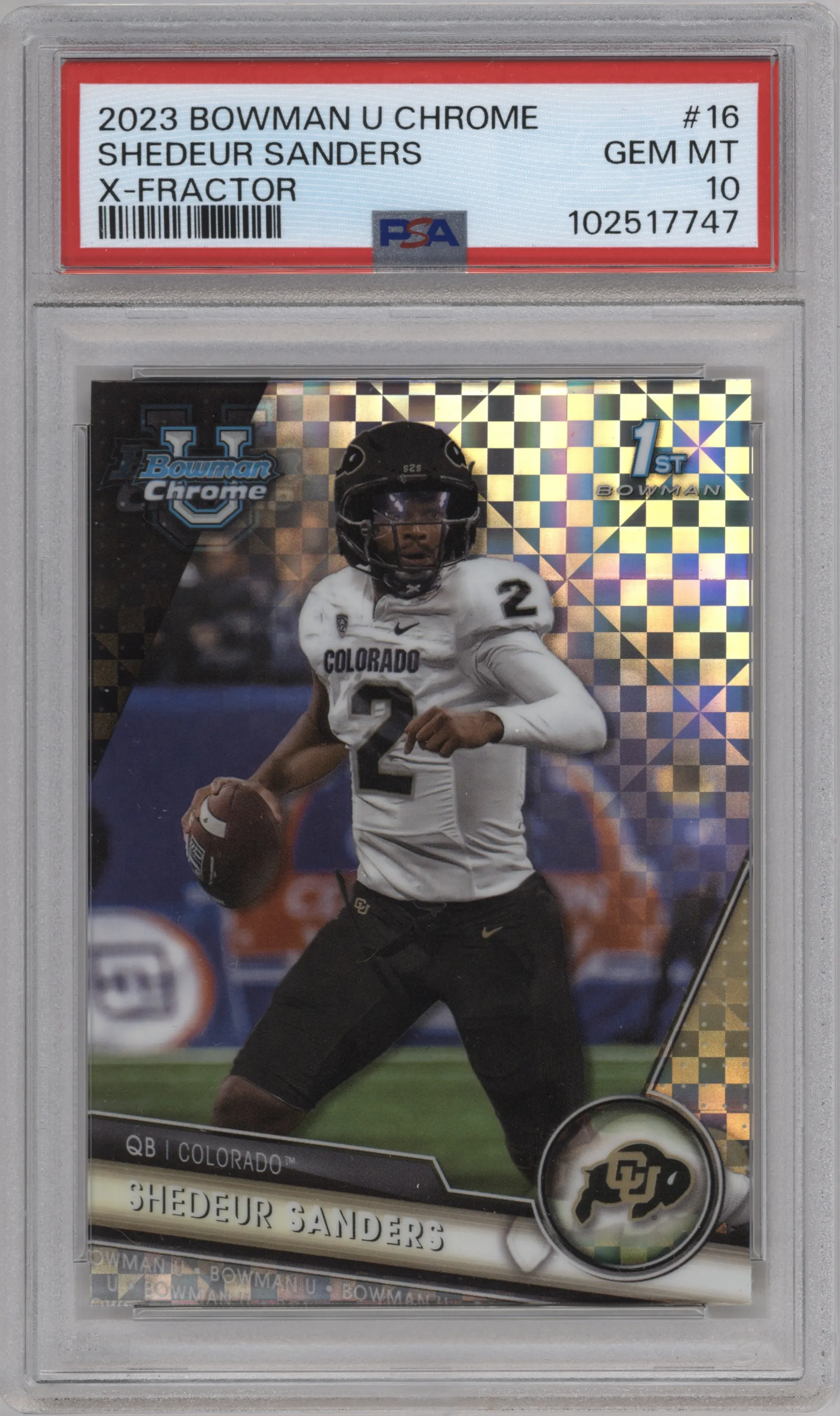 2023 Bowman Chrome University Shedeur Sanders X-Fractor #16 PSA 10