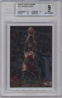 LeBron James from the 2003-04 Topps Chrome set graded by Beckett and given an overall grade of 9.