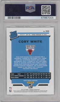Coby White from the 2019-20 Panini Donruss set graded by PSA and given an overall grade of 9.