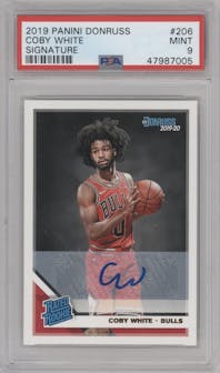 Coby White from the 2019-20 Panini Donruss set graded by PSA and given an overall grade of 9.