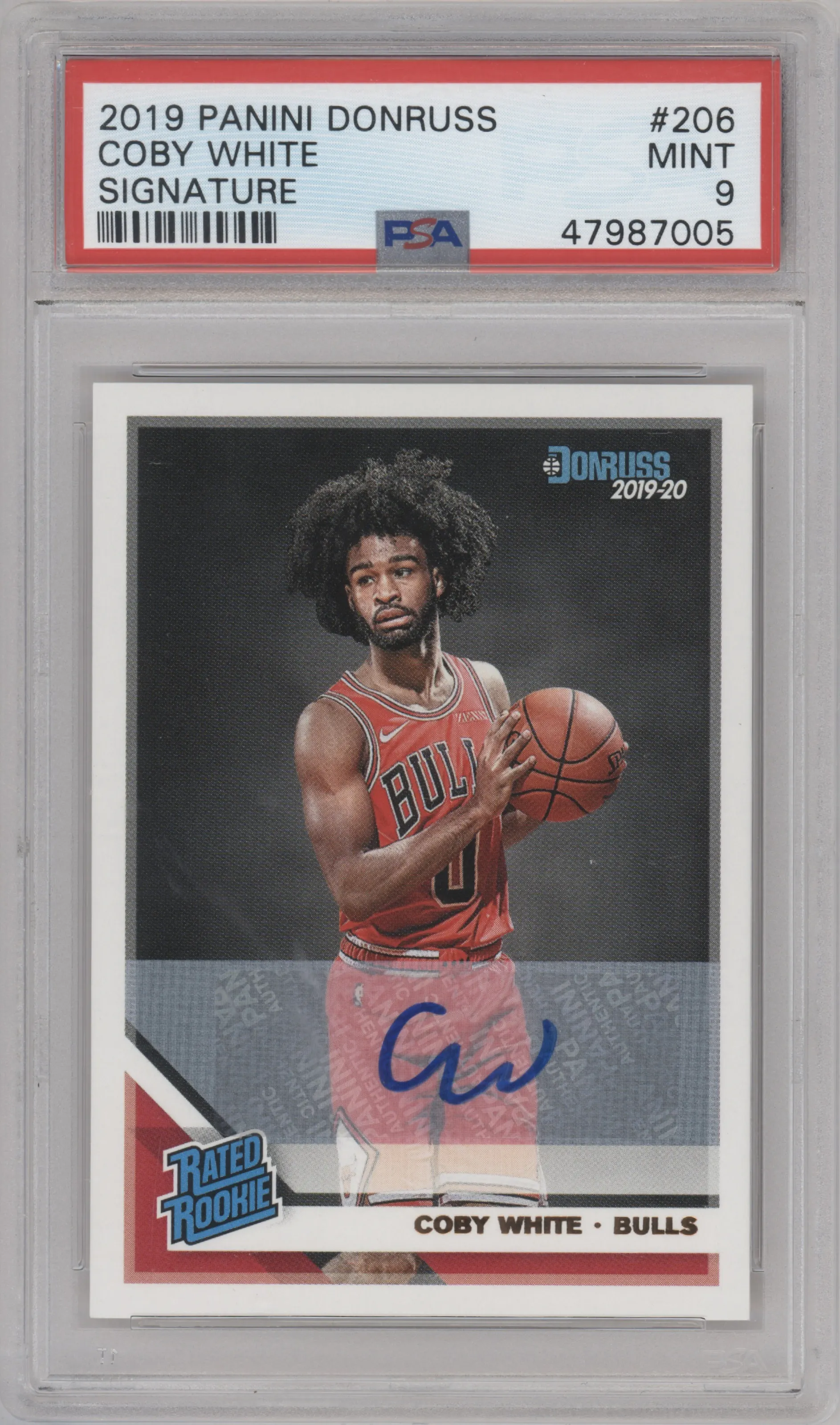 2019 Panini Donruss Rtd.Rke.Sig. Coby White #206 PSA 9