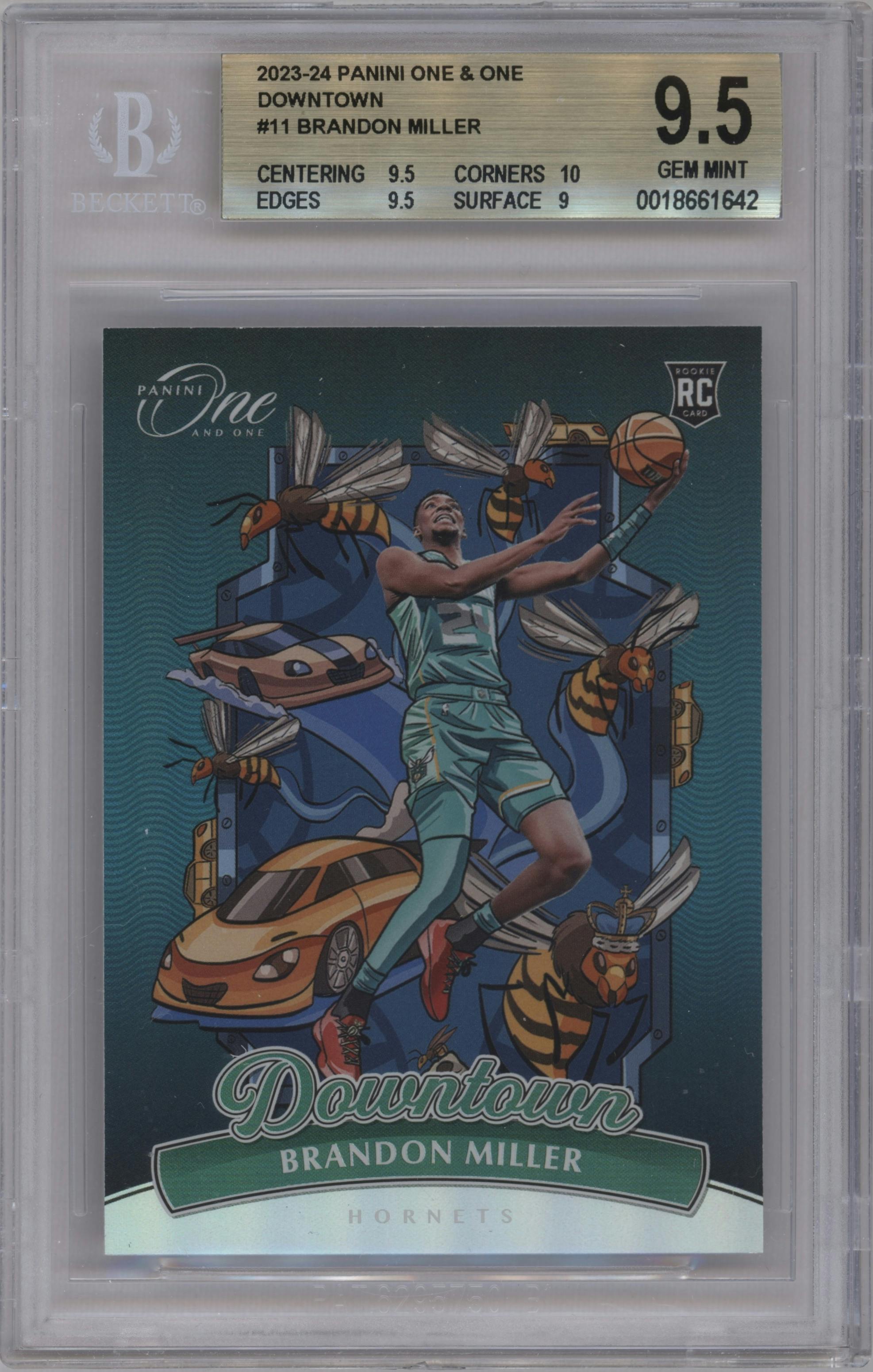 Brandon Miller from the 2023-24 Panini One and One set graded by Beckett and given an overall grade of 9.5.