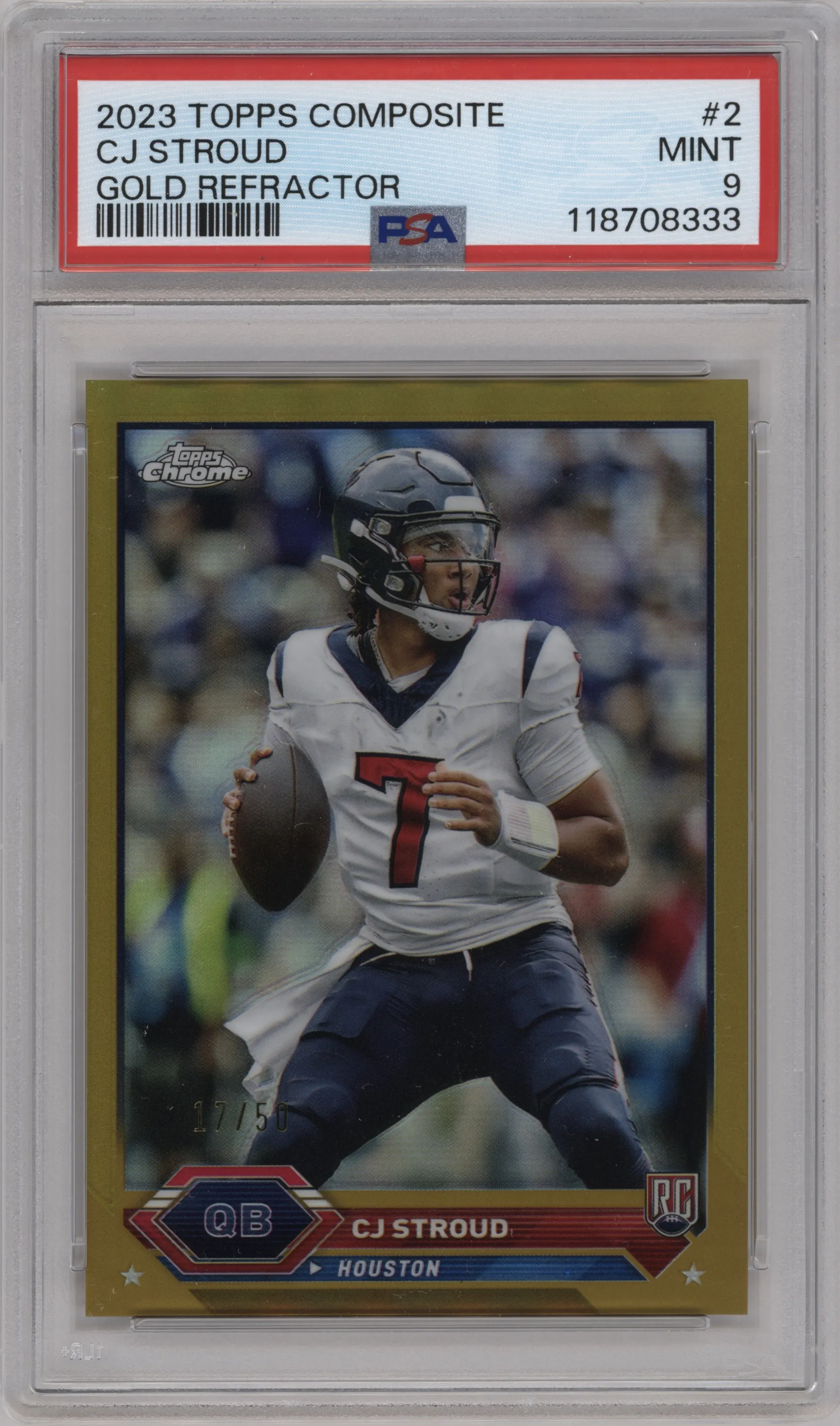 2023 Topps Composite CJ Stroud Gold Refractor #2 PSA 9