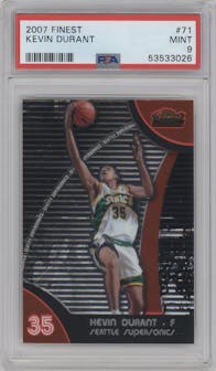 Kevin Durant from the 2007-08 Topps Finest set graded by PSA and given an overall grade of 9.